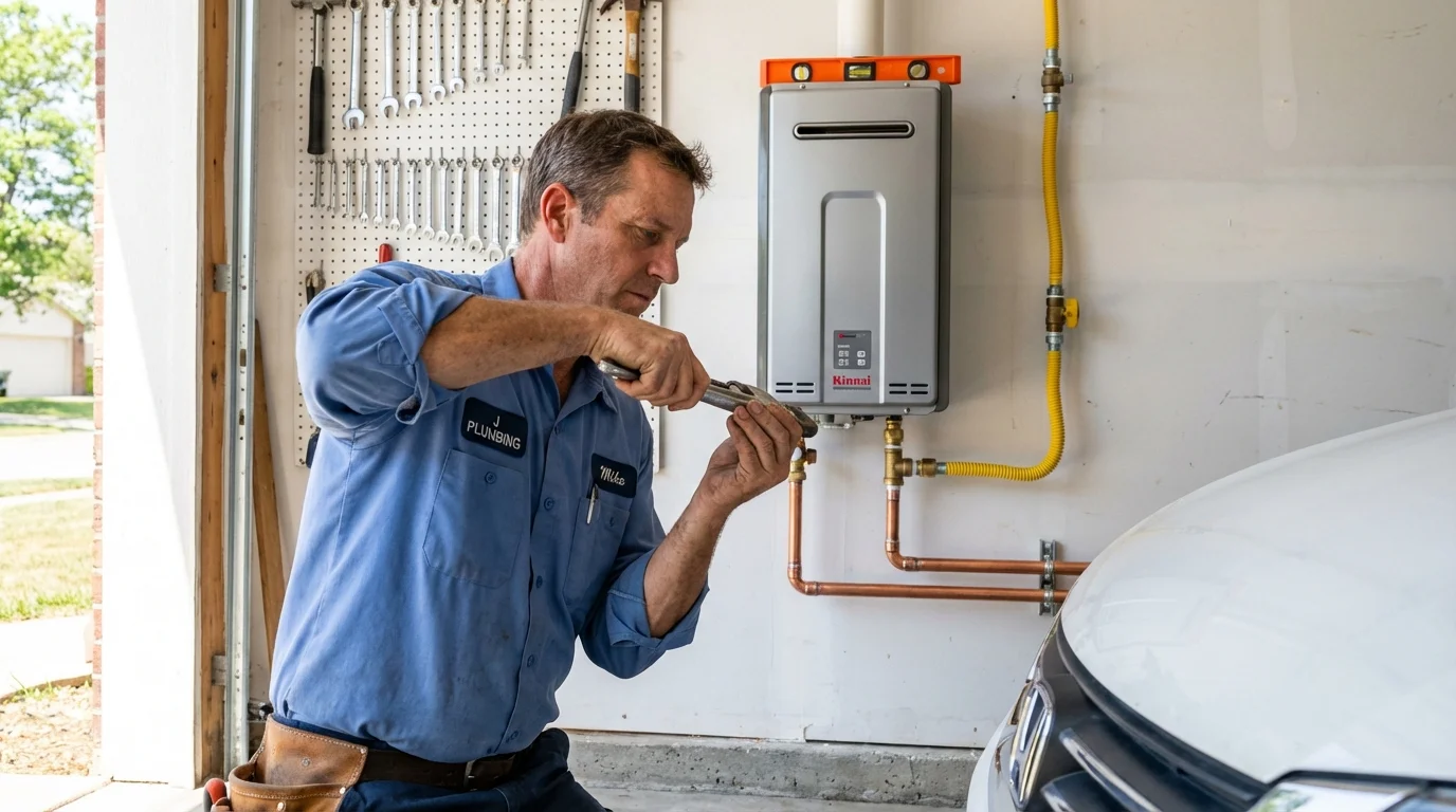 Tankless water heater installation by a Johns Plumbing LLC plumber in Woodsboro